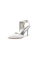 Pointed Toe Crystal Tassel Strap Heels - KissProm