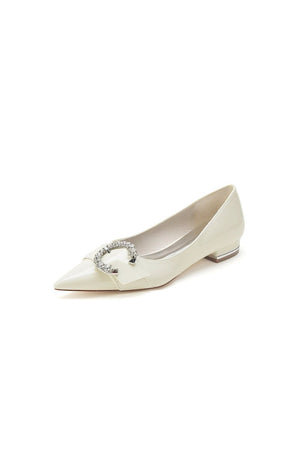 Pointed - Toe Flats with Diamond - Accented Metal Buckle U18447 - 2 - KissProm