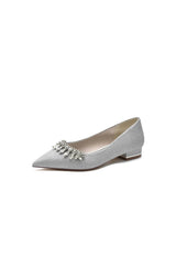 Pointed Toe Glitter Low Heels With Rhinestone - KissProm