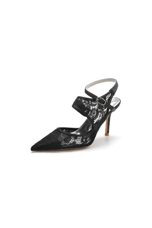 White Bridal Heels with Lace Appliques - KissProm