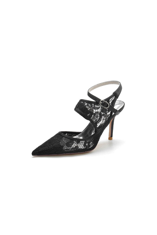 White Bridal Heels with Lace Appliques - KissProm
