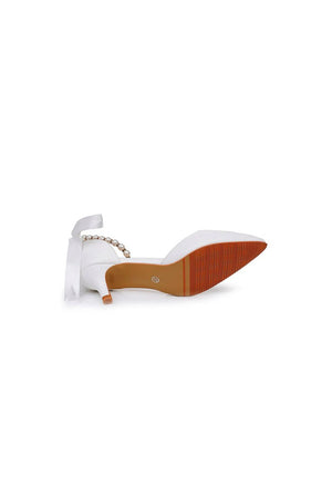 Pointed Toe Kitten Heels Ankle - Strap Wedding Shoes - KissProm