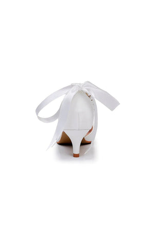 Pointed Toe Kitten Heels Ankle - Strap Wedding Shoes - KissProm