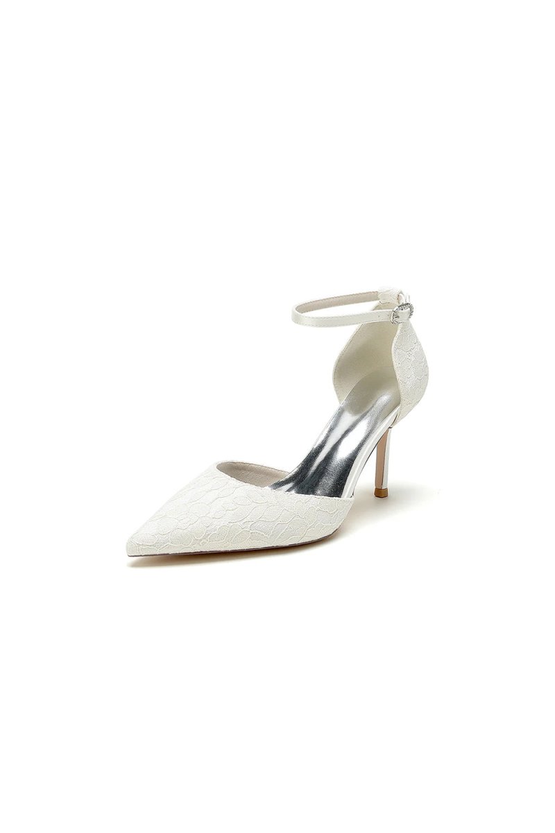 Pointed Toe Bridal Heels with Ankle Strap - KissProm