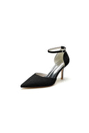 Pointed Toe Bridal Heels with Ankle Strap - KissProm