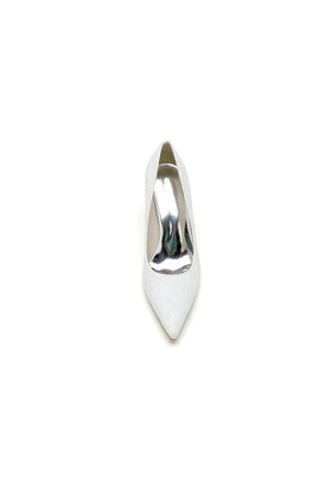Simple Pointed Toe Lace Wedding Heels - KissProm