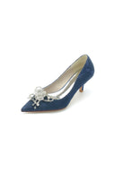 Pointed Toe Lace Wedding Shoes with Flower - KissProm