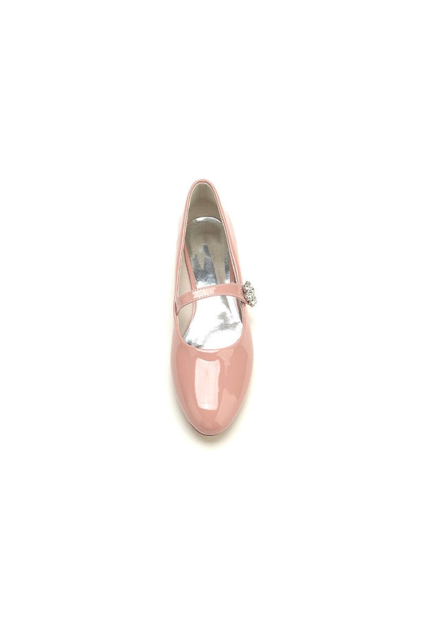 Pointed Toe Patent Leather Beaded Low Heels - KissProm