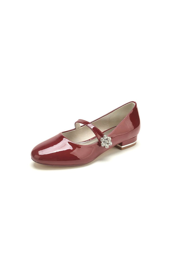 Pointed Toe Patent Leather Beaded Low Heels - KissProm