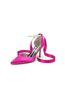Pointed Toe Pearl Strap Ribbon Tie High Heel - KissProm