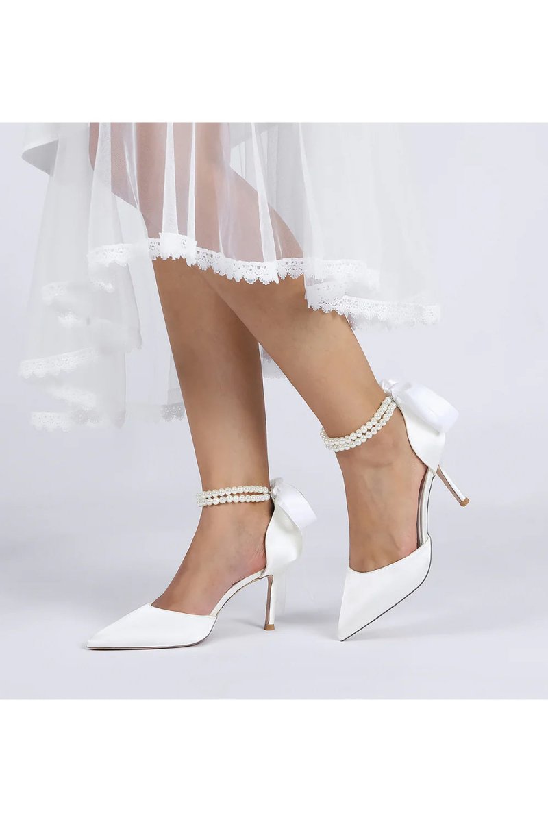 Pointed Toe Party Shoes with Ribbon Tie - KissProm