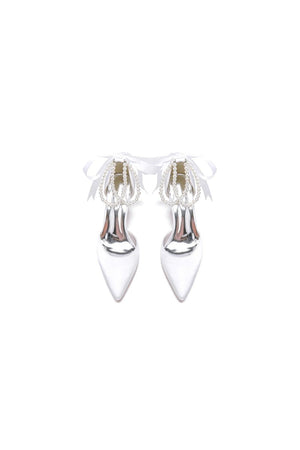Pointed Toe Party Shoes with Ribbon Tie - KissProm