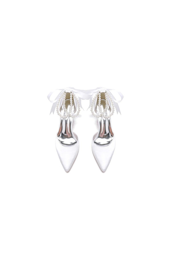 Pointed Toe Party Shoes with Ribbon Tie - KissProm