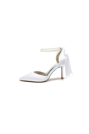 Pointed Toe Party Shoes with Ribbon Tie - KissProm