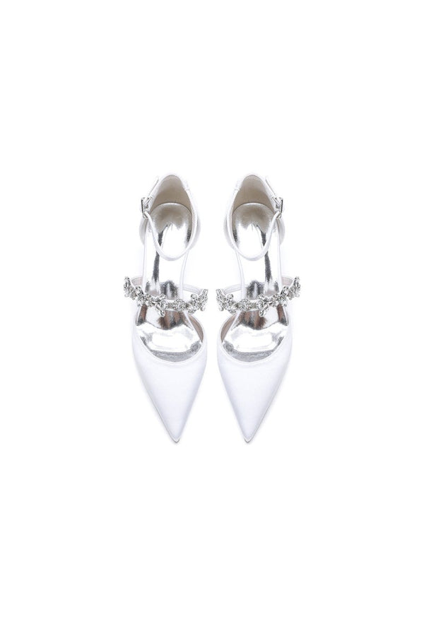 Pointed Toe Rhinestone Ankle Straps High Heels - KissProm