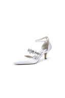 Pointed Toe Rhinestone Ankle Straps High Heels - KissProm