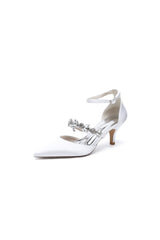 Pointed Toe Rhinestone Ankle Straps High Heels - KissProm