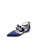 Pointed Toe Rhinestone Beaded Buckle Kitten Heels - KissProm
