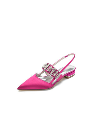 Pointed Toe Rhinestone Beaded Kitten Heels - KissProm