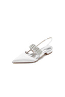 Pointed Toe Rhinestone Beaded Kitten Heels - KissProm