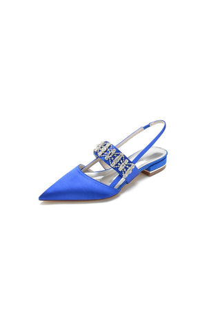 Pointed Toe Rhinestone Beaded Kitten Heels - KissProm