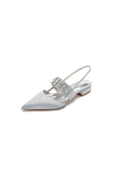 Pointed Toe Rhinestone Beaded Kitten Heels - KissProm