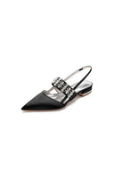 Pointed Toe Rhinestone Beaded Kitten Heels - KissProm