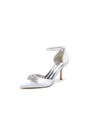 White Pointed Toe with Rhinestone Flower - KissProm