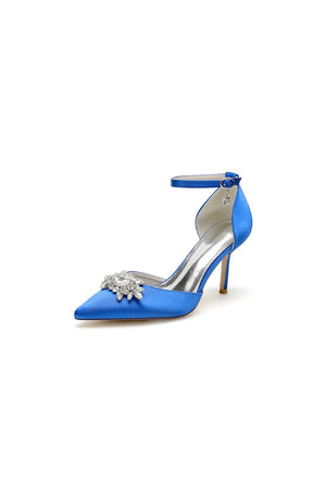 White Pointed Toe with Rhinestone Flower - KissProm