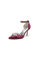 White Pointed Toe with Rhinestone Flower - KissProm