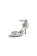 White Pointed Toe with Rhinestone Flower - KissProm