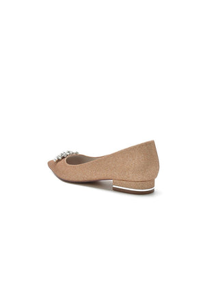 Pointed Toe Rhinestone Slip - on Low Heels - KissProm