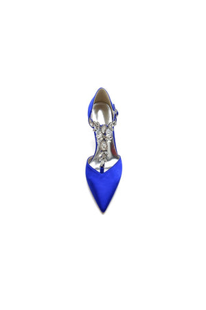 Pointed Toe Rhinestone Strap High Heels - KissProm