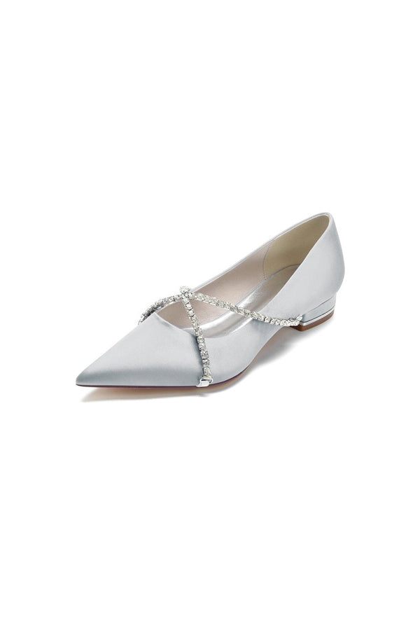 Pointed Toe Rhinestone Strap Kitten Heels - KissProm