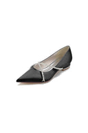 Pointed Toe Rhinestone Strap Kitten Heels - KissProm