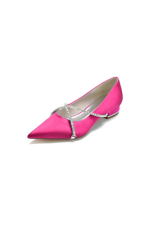 Pointed Toe Rhinestone Strap Kitten Heels - KissProm