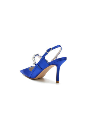Pointed Toe Stiletto Heels with Rhinestone Strap - KissProm