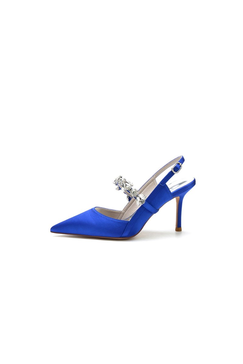 Pointed Toe Stiletto Heels with Rhinestone Strap - KissProm