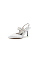 Pointed Toe Stiletto Heels with Rhinestone Strap - KissProm