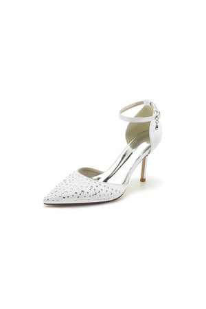 Pointed Toe High Heels with Ankle Strap - KissProm