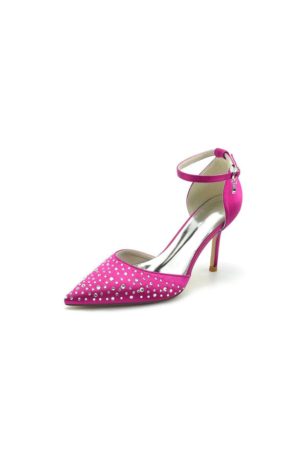 Pointed Toe High Heels with Ankle Strap - KissProm