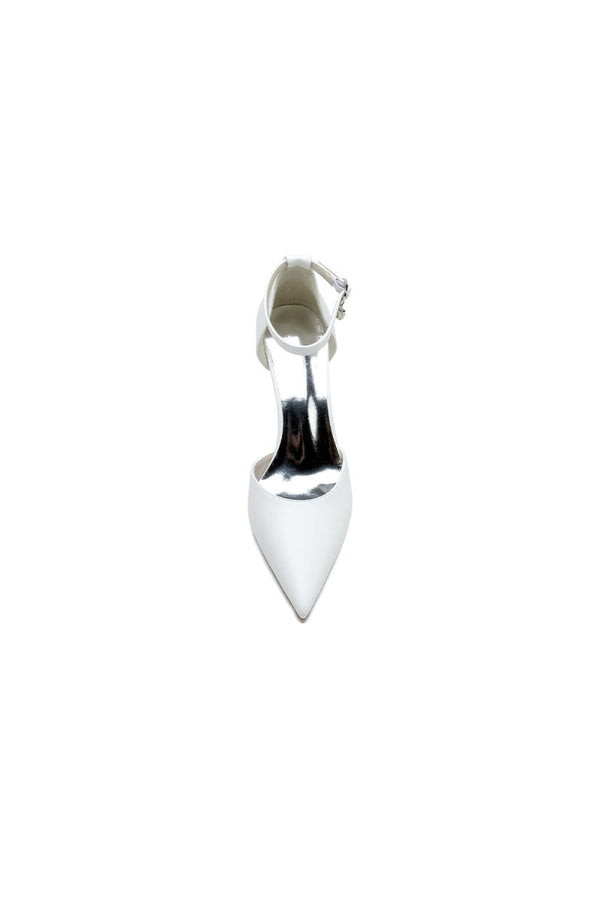 Pointed Toe Sexy Ankle Strap White Satin Wedding Shoes - KissProm