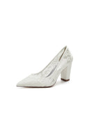 Pointed Toe Slip - on Lace Wedding Shoes - KissProm