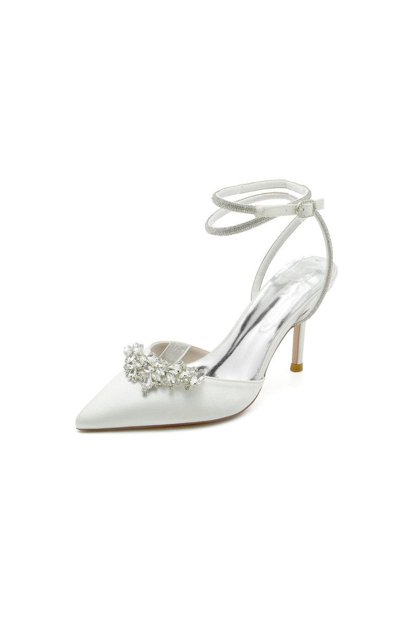 Rhinestone Pointed Toe Stiletto Heels - KissProm
