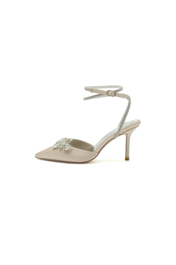 Rhinestone Pointed Toe Stiletto Heels - KissProm