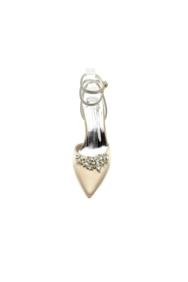 Rhinestone Pointed Toe Stiletto Heels - KissProm