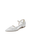 Pointed Toe Strap Buckle Mesh Low Heels - KissProm