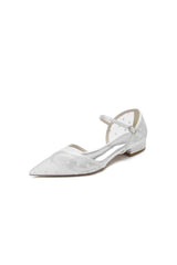 Pointed Toe Strap Buckle Mesh Low Heels - KissProm