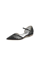 Pointed Toe Strap Buckle Mesh Low Heels - KissProm