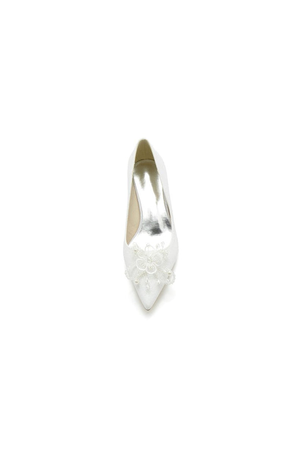 Flower Pointed Toe Wedding Stiletto Heels - KissProm